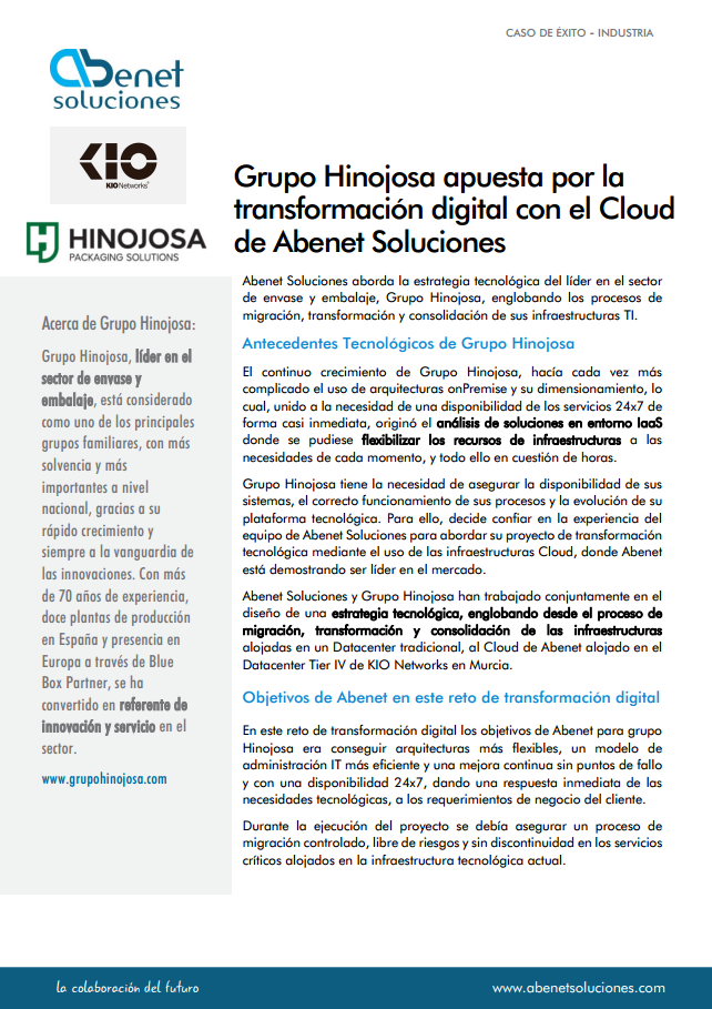 Caso de Éxito Transformación Digital al Cloud Grupo Hinojosa
